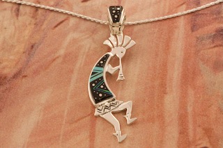 Calvin Begay Night Sky Sterling Silver Kokopelli Pendant